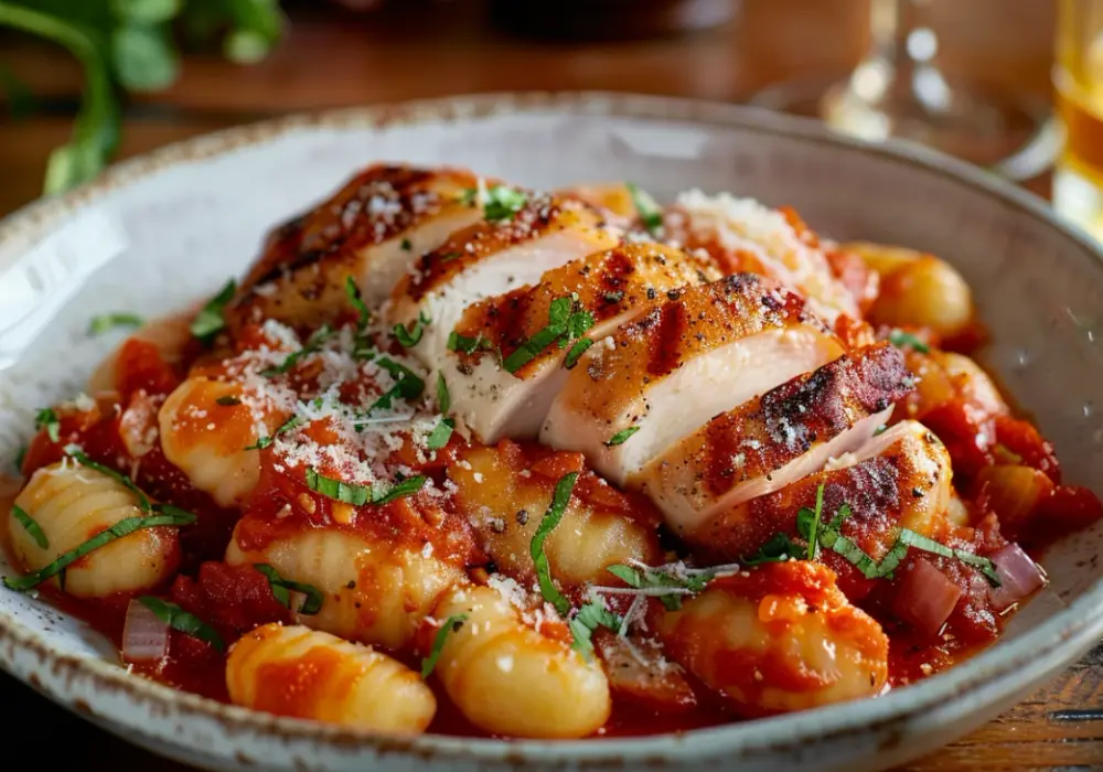 Sycący obiad - gnocchi z kurczakiem w sosie pomidorowym