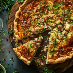Tarta z porem i szynką: wytrawna przekąska na imprezę, która zachwyci