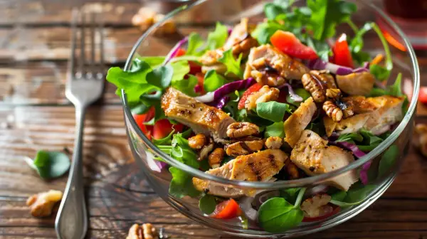 Sałatka z orzechami i kurczakiem: Fit lunch do pracy na cały tydzień